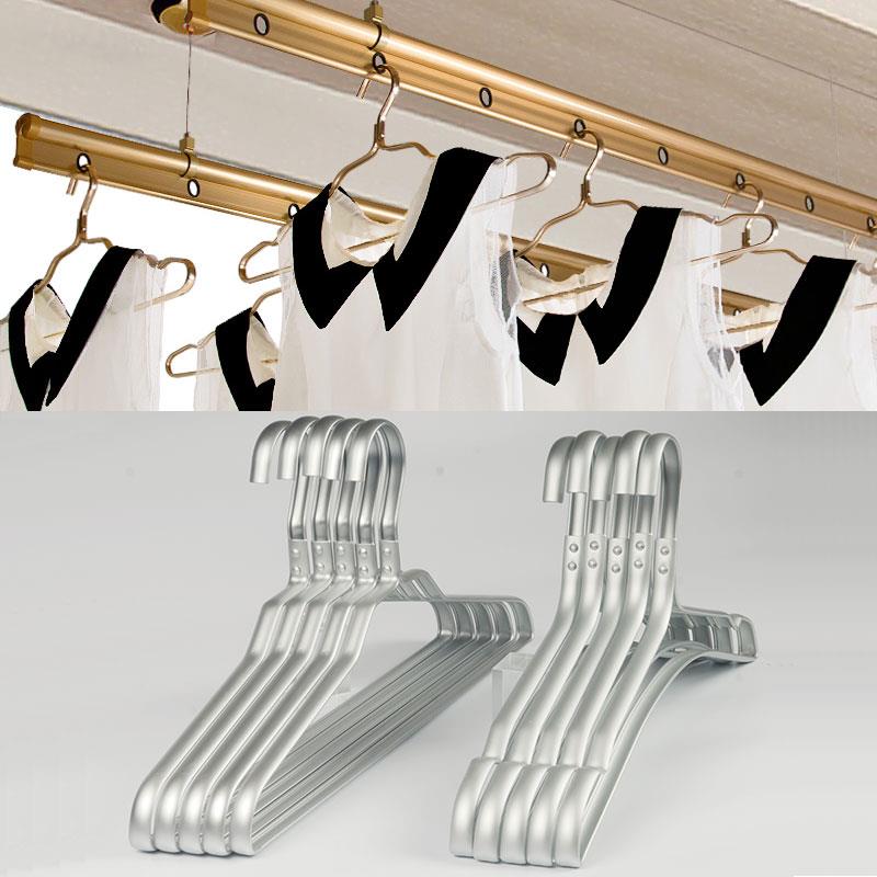 【天猫正品】10支包邮铝合金衣架升降落地晾挂衣架衣服撑夹子不锈