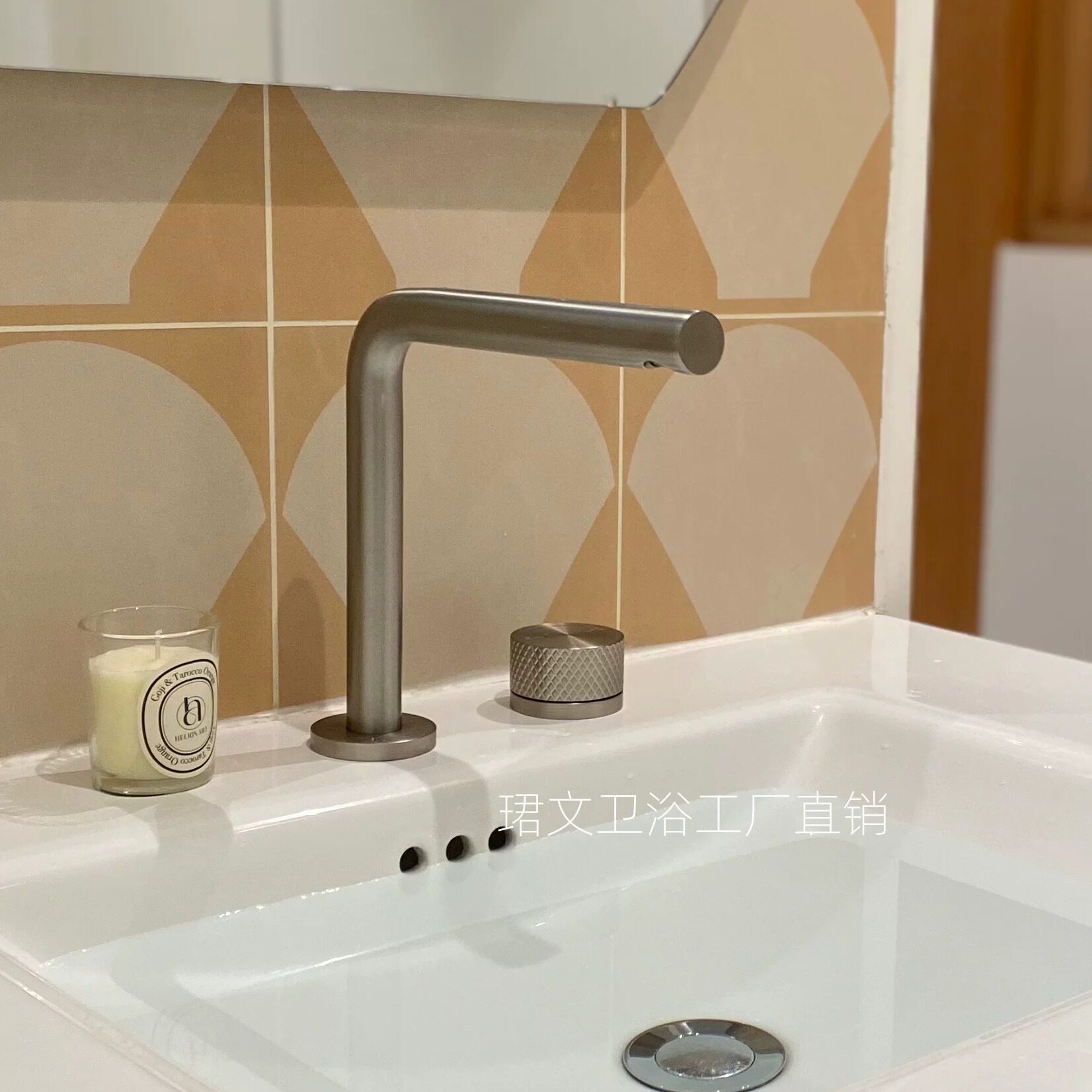 双孔7字面盆水龙头分体式面盆台盆龙头冷热水单把双孔极简卫生间