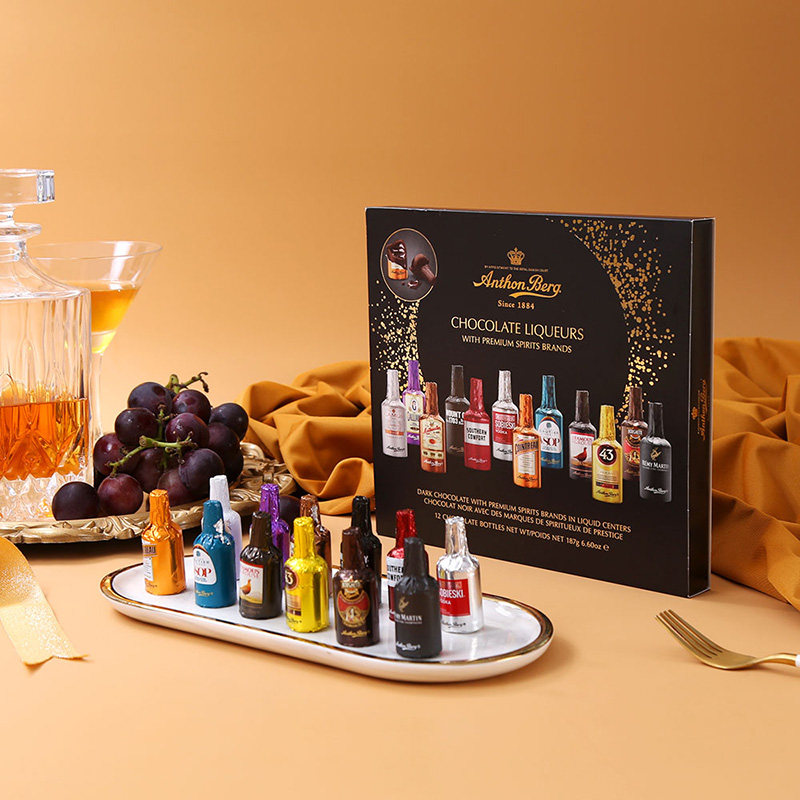 爱顿博格AnthonBerg酒心黑巧克力12支情人节礼盒送女友生日礼物