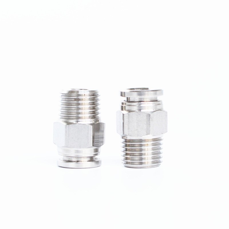 304不锈钢快插外h螺纹气动直通接头PC6/8/10/12/16-01/02/03/04/M