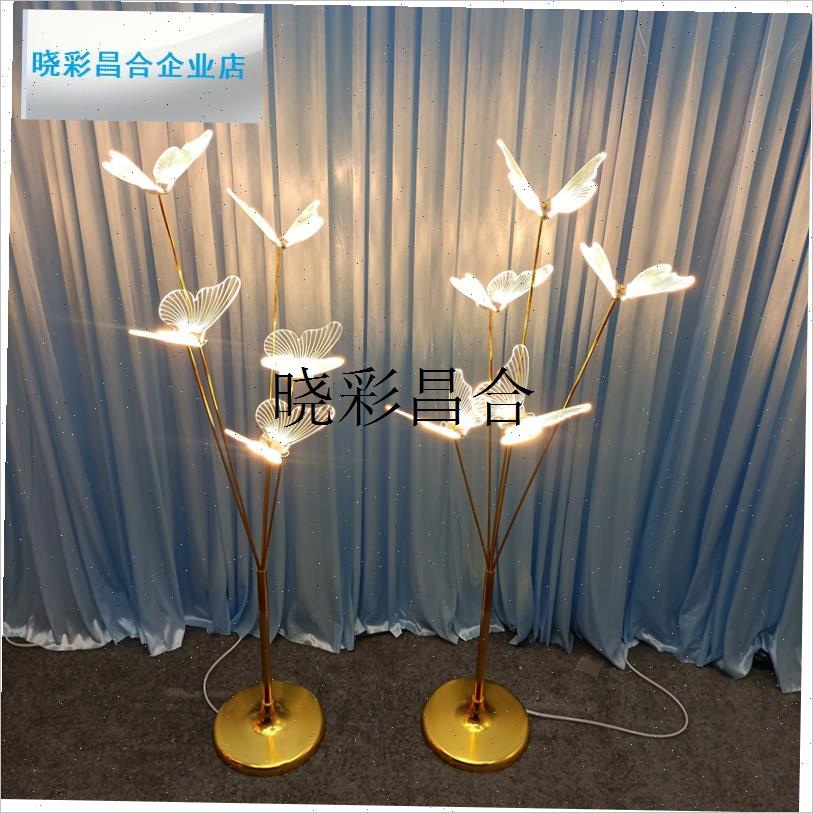 新款婚庆道具铁艺蝴蝶 飞鸟路引婚礼礼I堂T台装饰发光地插灯布置l