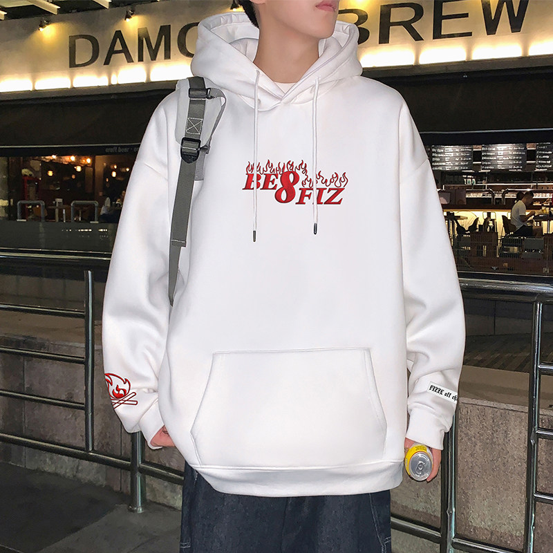 美式潮牌连帽加绒卫衣男款2026春秋季港风高街重磅情侣装大码外套