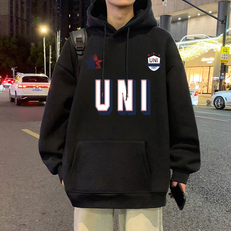 美式潮牌重磅连帽卫衣男春秋季2026新款oversize情侣高街休闲外套