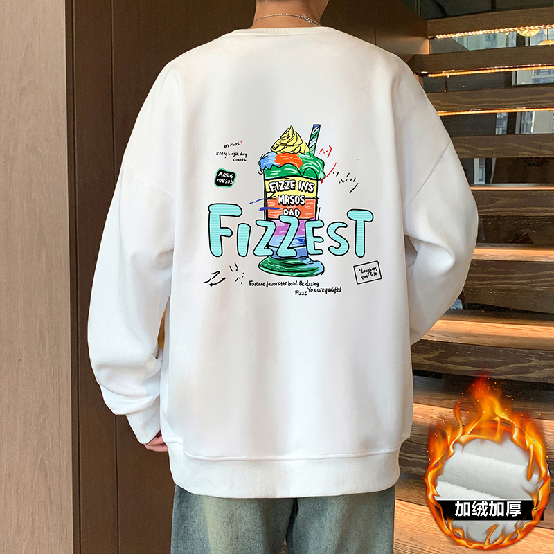 卫衣男秋冬季2025新款加绒休闲套头上衣美式大码宽松潮牌高街外套