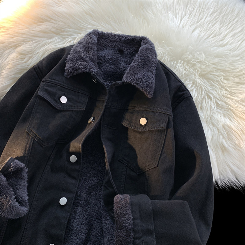 加绒牛仔外套男秋冬季2026新款潮流高级感大码棉服宽松情侣上衣服,男装,棉衣,淘宝优惠券,粉丝福利购,淘宝优惠卷