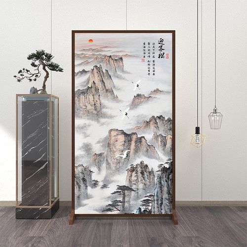 实木风景进门入户隔断玄关卧室遮挡办公会议室装饰墙屏风移动座屏