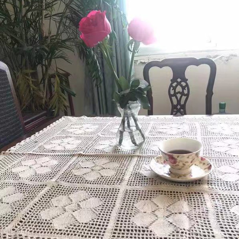 【辛妈家】米白色复古多用手针钩小桌布 非常精致的一款桌布90*90