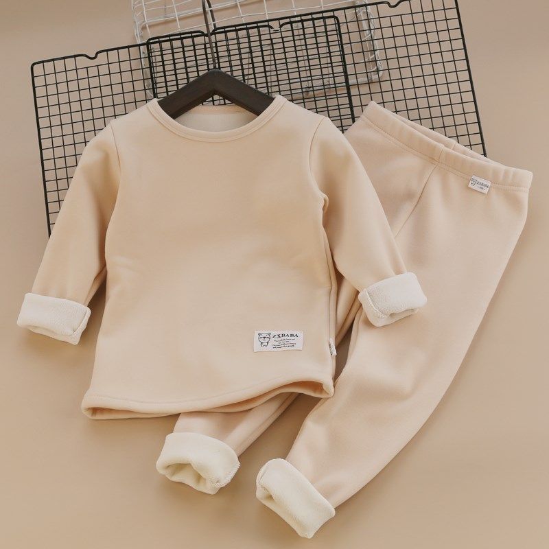 儿童加厚加绒保暖内衣套装校服神器男女童过冬款德绒棉服宝宝秋衣