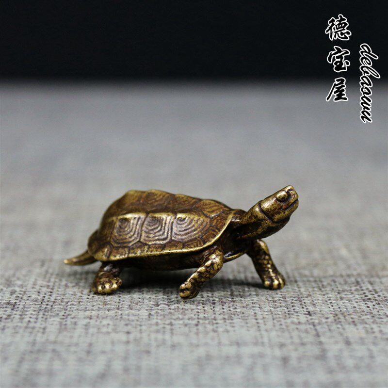 实心纯铜长寿乌龟摆件个性小号铜龟茶宠配件客厅镇宅小铜龟镇尺