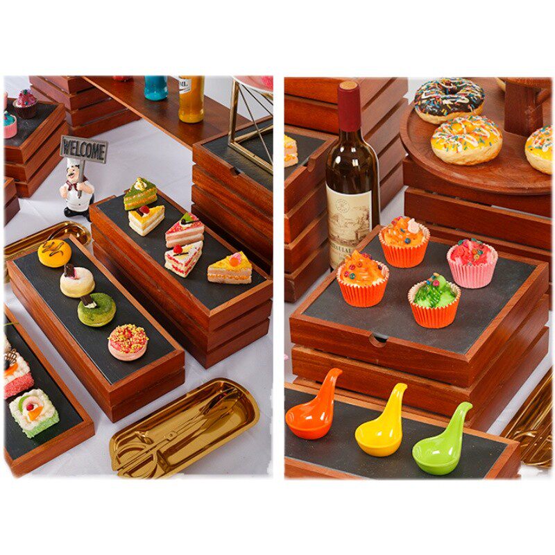 中国风甜品摆台 沙比利木质蛋糕点心架 中式冷餐茶歇展示架
