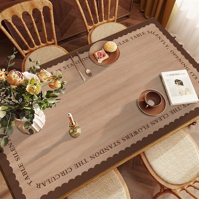 仿木纹黑胡桃色餐桌垫原木风高级感防烫茶几桌面保护防水防油桌布