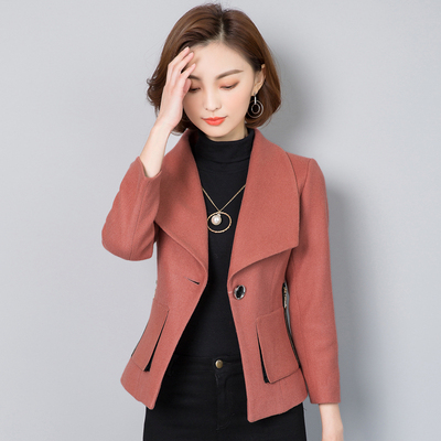 本命年女牛年红色毛呢外套冬修身显瘦短款小外套大码女装红色上衣