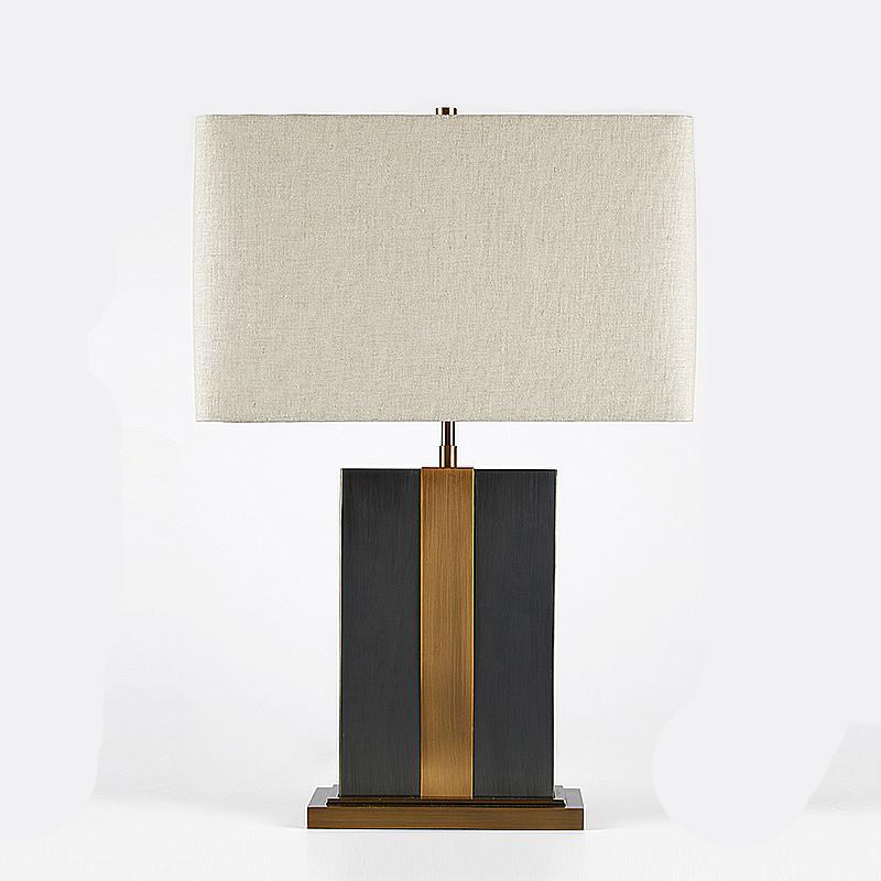 美式乡村简约黑色方形大理石台灯新中式样板间客厅卧室床头装饰灯