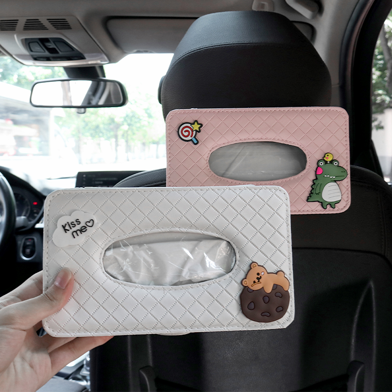 创意车载纸巾盒挂式天窗装饰可爱遮阳板椅背扶手箱汽车车内抽纸盒