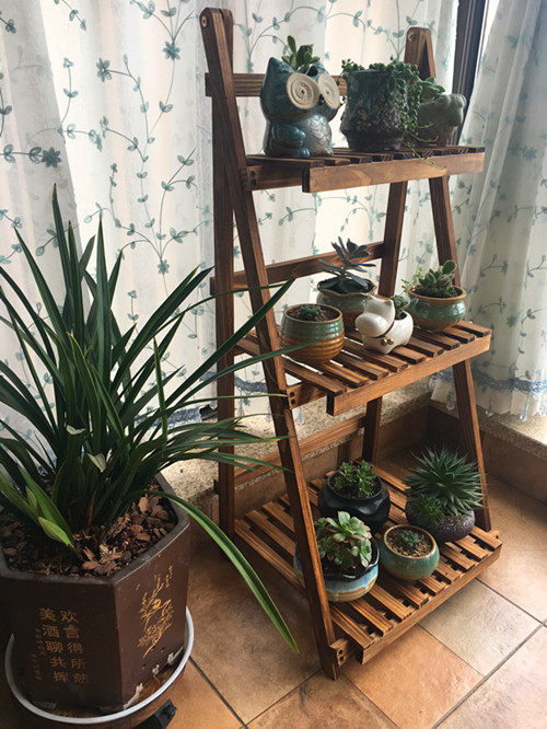 包邮全实木多层折叠花架户外防腐木多肉植物架子田园置物架特惠价