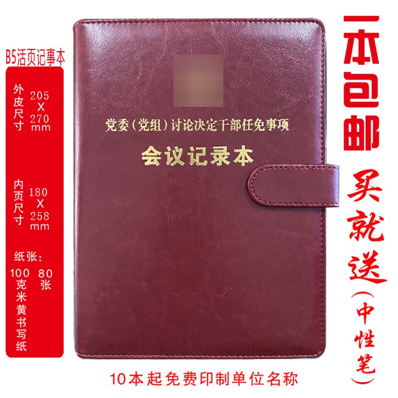 定制 党委(党组)决定干部任免事项会议记录本B5/A4印LOGO