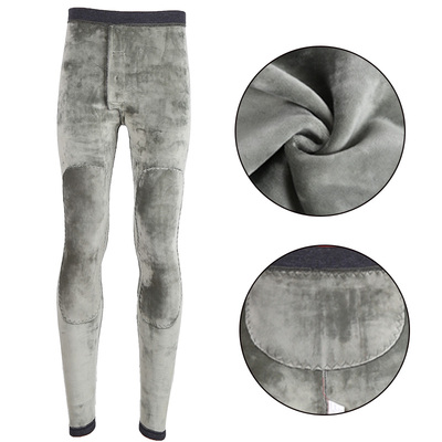 艾草男士保暖裤加绒加厚一体绒内裤紧身绒裤高腰冬秋裤打底裤棉裤