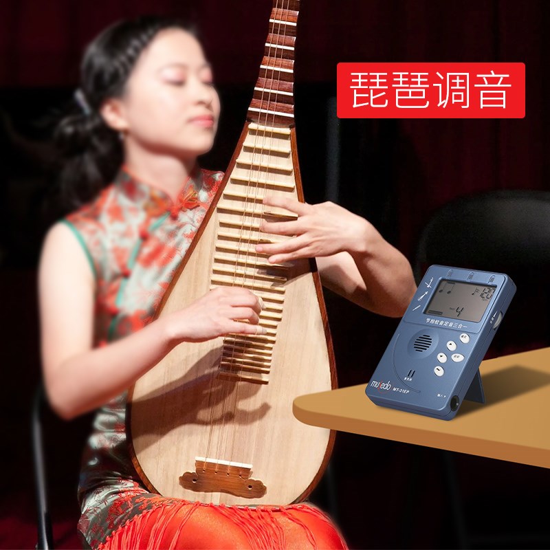 琵琶专用调音器二胡调音器节拍器二合一专业电子校音器带拾音夹