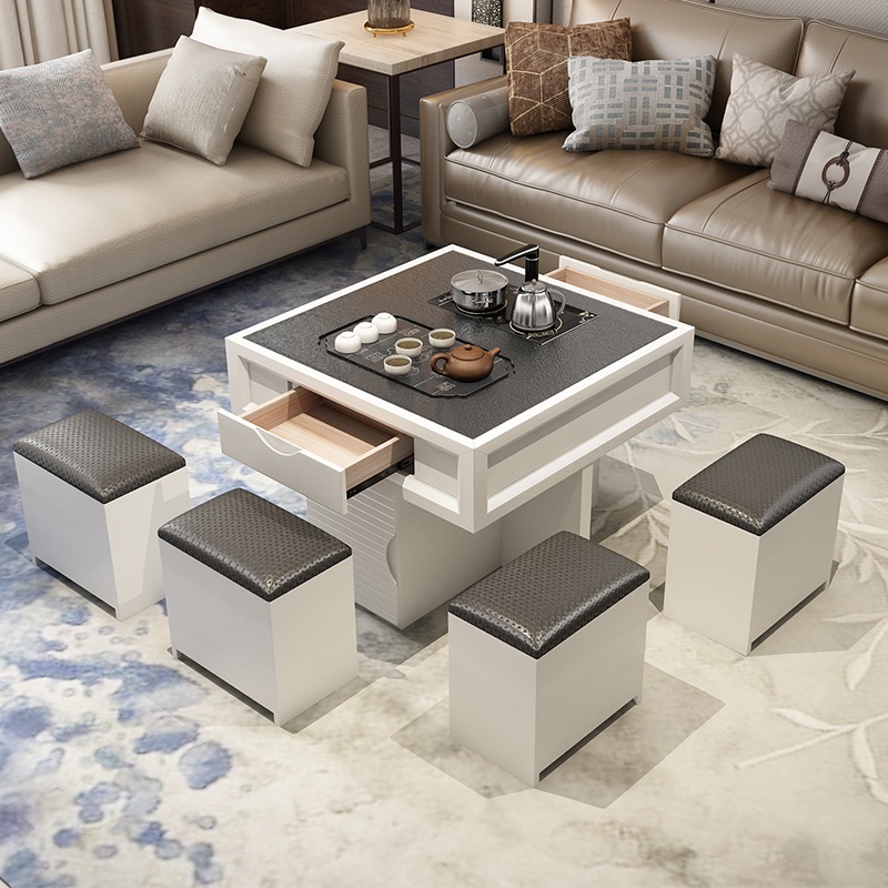 小户型阳台卧室火烧石功夫茶几中式茶桌椅组合多功能泡茶台茶台桌