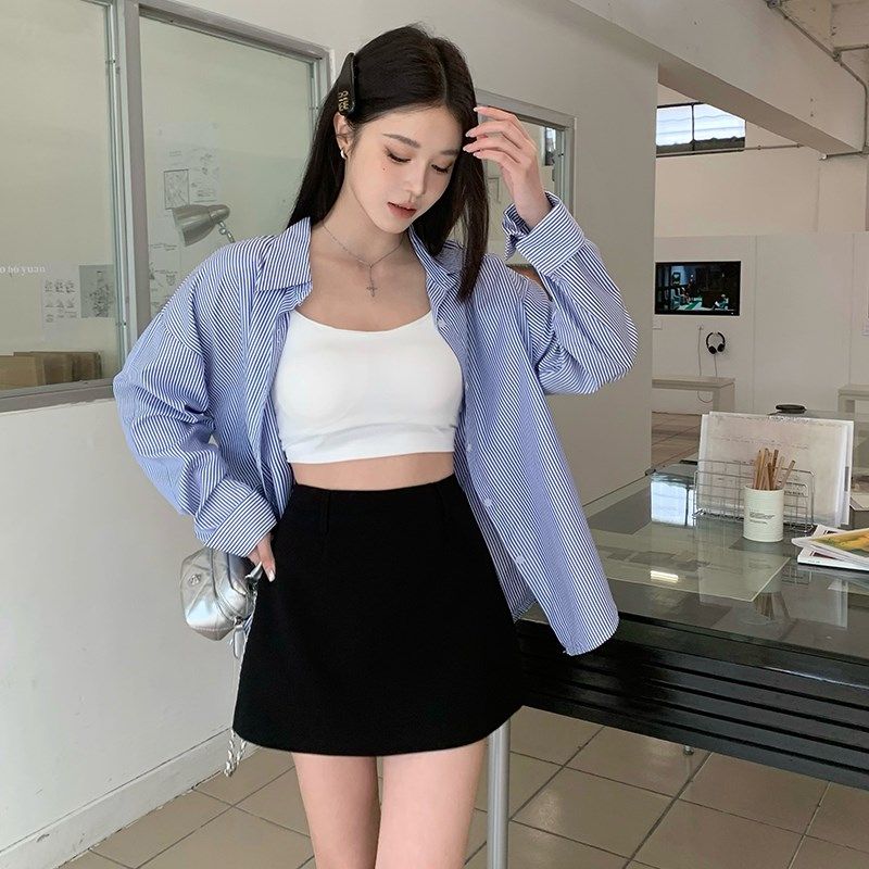 黑色裙裤高腰半身裙女新款百搭显瘦a字裙防走光包臀裙西装短裙子