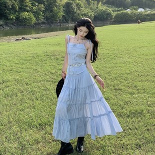 连衣裙度假云南旅游一整套穿搭套装 波西米亚两件套秋季 女2024新款