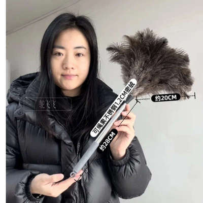 鸵鸟毛掸子伸缩家用除尘扫灰神器防静电车用清扫吸尘掸不掉毛加厚