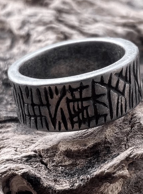 ROCK PUNK朋克风杂乱纹复古钛钢戒指男士简约时尚不掉色欧美指环