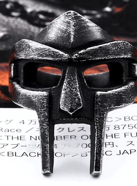 ROCK PUNK时尚潮牌个性勇士面具钛钢指环饰品欧美复古男百搭指环