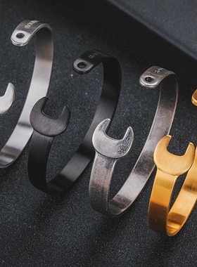 机车风欧美复古机械古银字母扳手