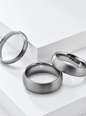 亚马逊468毫米弧面钨钢戒指环无性别简约个性情侣对戒节日礼物