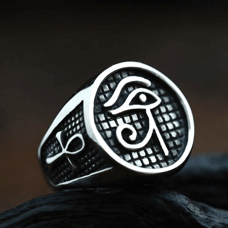 Rock Punk 朋克时尚眼睛男士戒指创意跨境复古钛钢霸气复古风指环