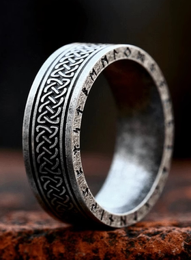 ROCK PUNK潮牌维京凯尔特结戒指霸气男士欧美个性高级感单身指环