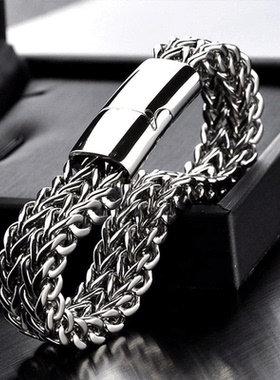 ROCK PUNK简约时尚个性嘻哈磁扣潮男手链潮人日韩饰品高级感首饰