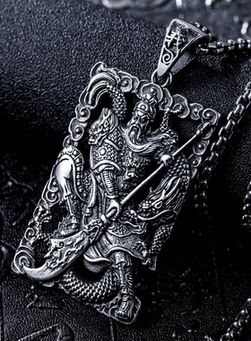 ROCK PUNK民族风饰品个性雕花武关公吊坠创意男士时尚钢吊牌百搭