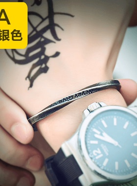 ROCK PUNK潮牌时尚字母时尚男女手镯 个性饰品百搭复古小众手工环