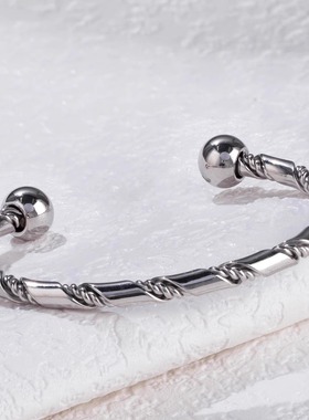 灵动银环手镯男冷淡风钛钢开口