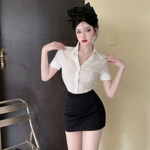 职业制服工作服性感秘书擦边文秘 套装 ol白衬衫 包臀裙成熟御姐女装