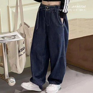 童装女童牛仔裤直筒裤2024年春秋儿童休闲宽松长裤中大童春装裤子
