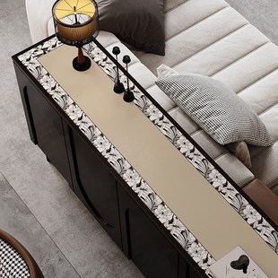 中法式鞋柜垫子台面保护垫入户复古花纹高级感皮革玄关餐边柜桌垫