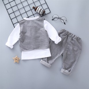 儿童西装1男童装套装2秋季西服三件套3宝宝英伦礼服4岁小孩春装潮