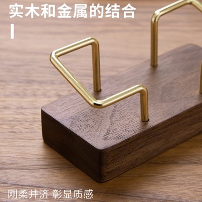 办公桌面名片收纳盒高档实木金属架酒店前台商务卡片展示架