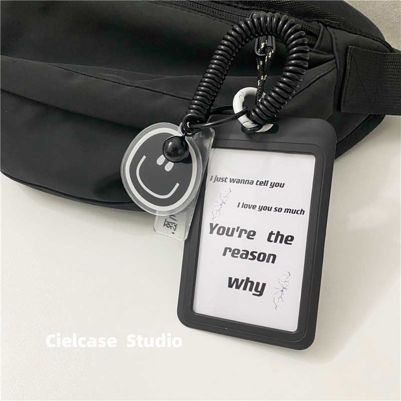 笑脸书包文字挂件卡套饭卡保护套黑白证件公交卡钥匙扣门禁卡情侣