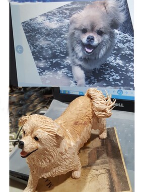 照片定制创意手工软陶宠物狗狗公仔玩偶模型去世生日纪念品摆件