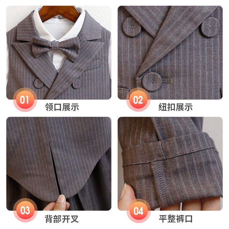 男童夏季礼服套装英伦风儿童西装马甲小童幼儿园夏季花童毕业服装