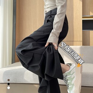 工装裤女2024冬季新款黑色加绒加厚保暖宽松美式酷飒风伞兵阔腿裤