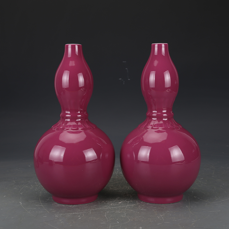 大清乾隆年制胭脂红葫芦瓶 包老瓷器 旧货老货 古董古玩 收藏品