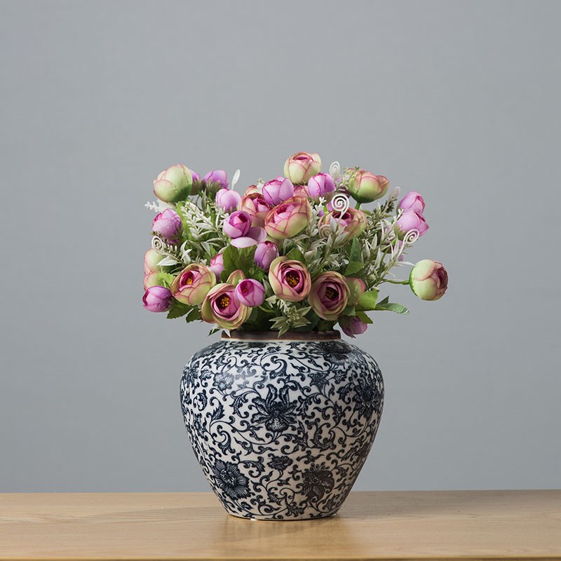 新中式客厅民宿居家装饰桌面陶瓷花瓶摆设景德镇青花瓷插花器摆件