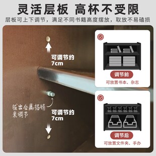 实木防尘书架胡桃木色桌面分层架儿童学习桌收纳置物架多层小书柜