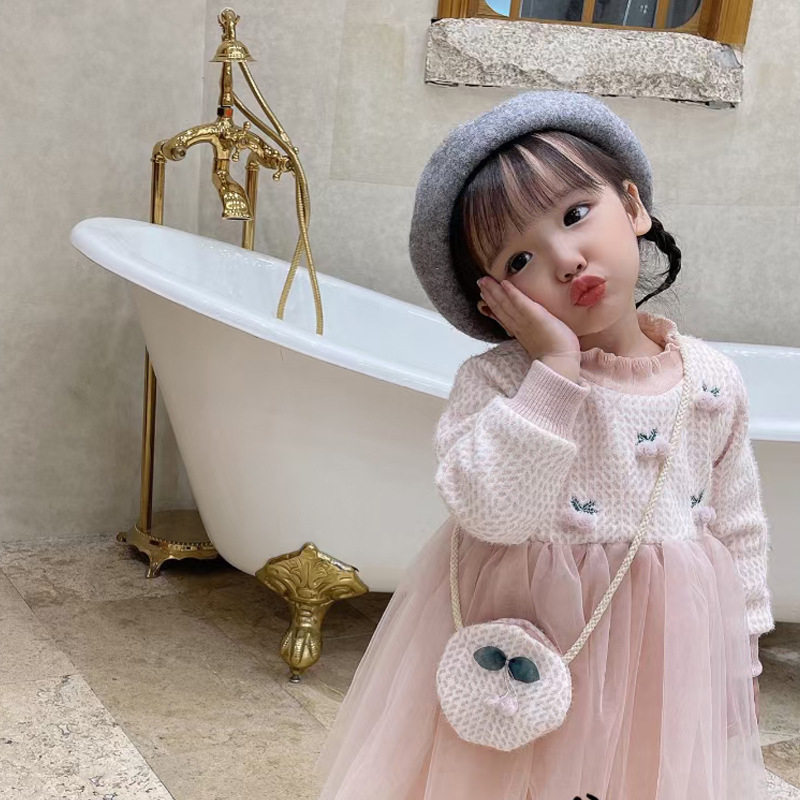 女童加绒连衣裙秋冬季儿童洋气貂绒公主裙女宝宝加厚冬裙子生日裙