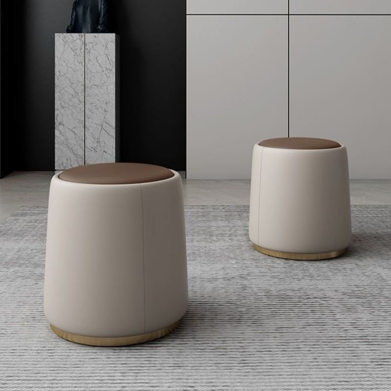 轻奢北欧家用茶桌凳子妆台小圆凳意式极简功夫茶台皮艺圆凳椅子